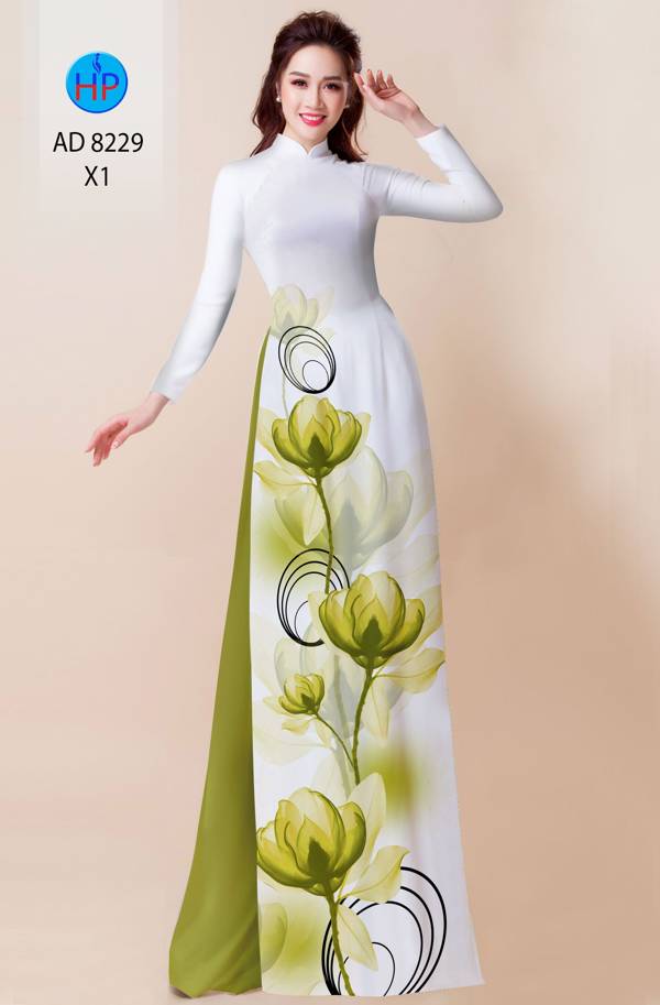 Vải Áo Dài Hoa In 3D AD 8229 1